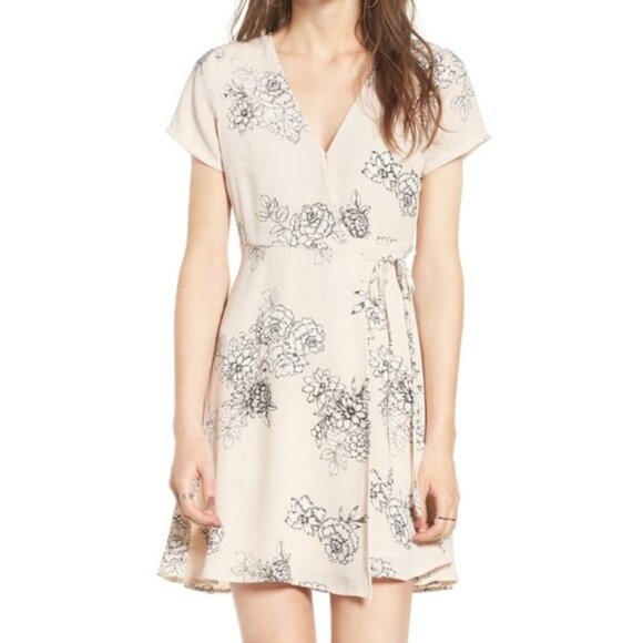 Lush Dresses & Skirts - Lush Floral Blush Pink Olivia Wrap Dress